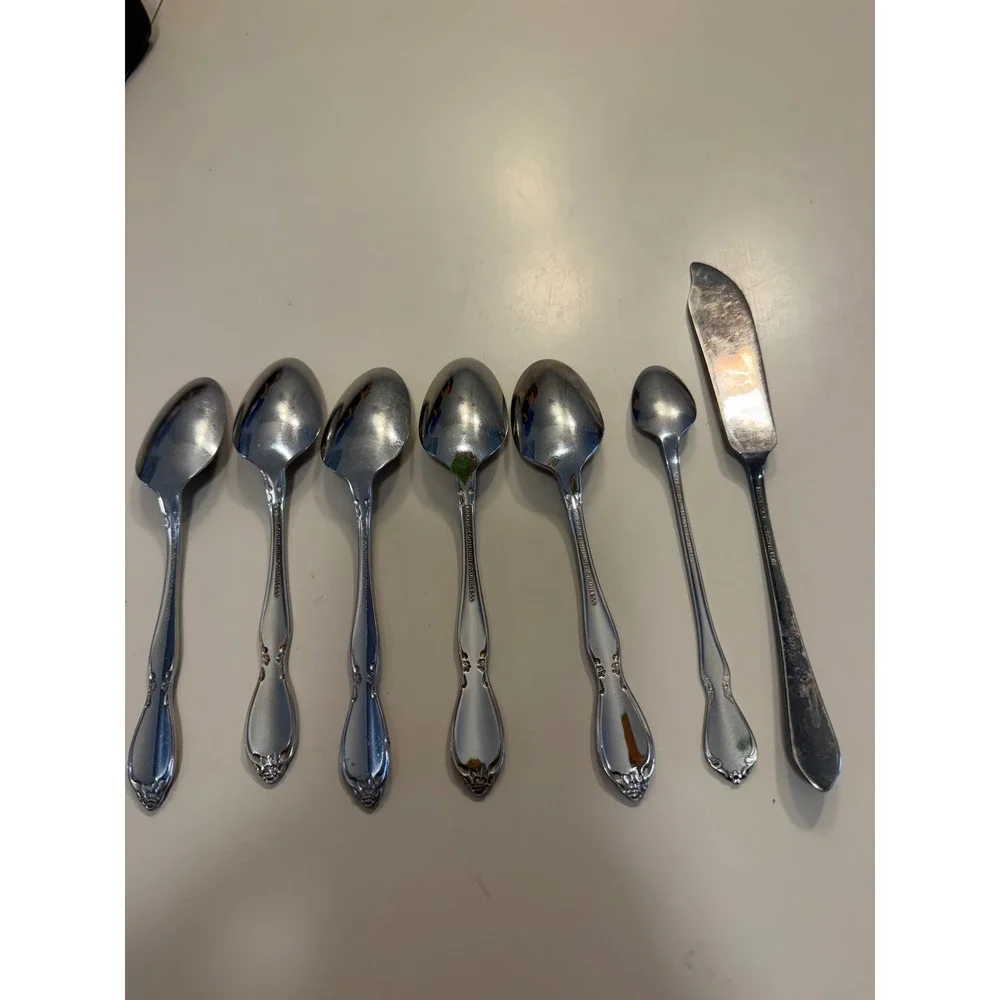 Oneida Community Stainless Morning Star Flatware 7pc Lot Teaspoons Butter Knife